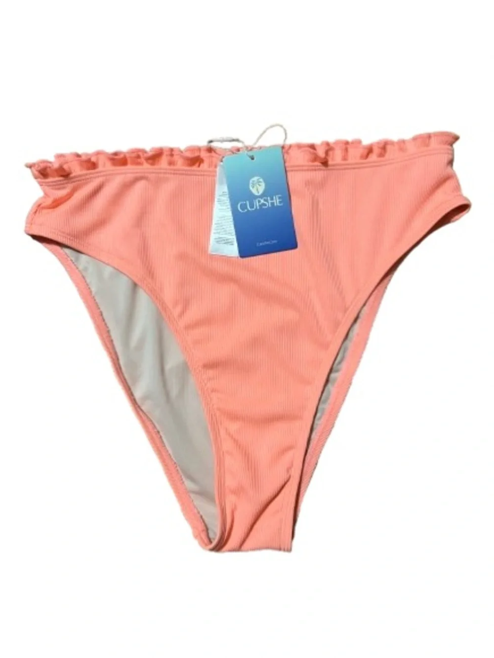 NWT Cupshe Ribbed Ruffle Bikini Bottoms Size Medium - Picture 1 of 7